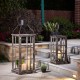 Glitzhome Set of 2 Oversized Farmhouse Wood and Metal Lantern