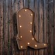 Glitzhome Vintage Rustic Farmhouse Marquee LED Cowboy Boot Sign