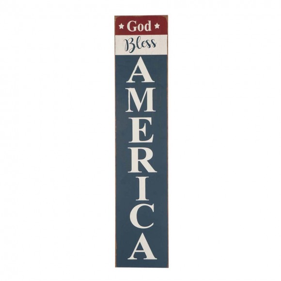 Glitzhome Wooden Patriotic Word "God Bless America" Sign Wall Decor