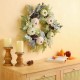 Glitzhome 22"D Pumpkin Wreath with Green Leaf and Berries