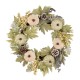 Glitzhome 22"D Pumpkin Wreath with Green Leaf and Berries