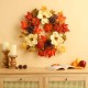 Glitzhome 22"D Blooming Magnolia Wreath with Velvet Pumpkin and Pinecone