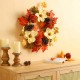 Glitzhome 22"D Blooming Magnolia Wreath with Velvet Pumpkin and Pinecone