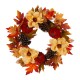 Glitzhome 22"D Blooming Magnolia Wreath with Velvet Pumpkin and Pinecone