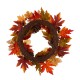 Glitzhome 22"D Blooming Magnolia Wreath with Velvet Pumpkin and Pinecone