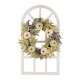 Glitzhome 22"D Pumpkin Wreath with 36"H Wooden Window Frame