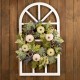 Glitzhome 22"D Pumpkin Wreath with 36"H Wooden Window Frame