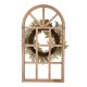 Glitzhome 22"D Pumpkin Wreath with 36"H Wooden Window Frame