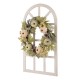 Glitzhome 22"D Pumpkin Wreath with 36"H Wooden Window Frame