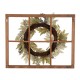 Glitzhome 22"D Pumpkin Wreath with 28"L Wooden Window Frame