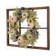 Glitzhome 22"D Pumpkin Wreath with 28"L Wooden Window Frame