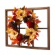 Glitzhome 22"D Blooming Magnolia Wreath with 28"L Wooden Window Frame
