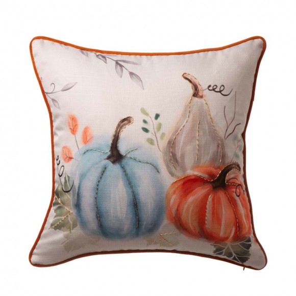 Glitzhome 20"L*20"W Faux Burlap Pumpkin Pillow Cover