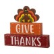 Glitzhome 11.81"L Thanksgiving Wooden Lighted Turkey/Word Block Table Decor