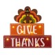 Glitzhome 11.81"L Thanksgiving Wooden Lighted Turkey/Word Block Table Decor