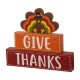 Glitzhome 11.81"L Thanksgiving Wooden Lighted Turkey/Word Block Table Decor