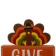 Glitzhome 11.81"L Thanksgiving Wooden Lighted Turkey/Word Block Table Decor