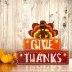 Glitzhome 11.81"L Thanksgiving Wooden Lighted Turkey/Word Block Table Decor