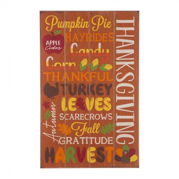 Glitzhome 24.00"H Thanksgiving Wooden Word Sign Hanging Decor