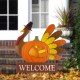 Glitzhome 30.00"H Thanksgiving Metal Turkey Yard Stake/Hanging Wall Decor (Two Function)