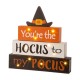 Glitzhome 11.54"H Halloween Wooden Lighted Witch/Word Block Table Decor