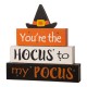 Glitzhome 11.54"H Halloween Wooden Lighted Witch/Word Block Table Decor