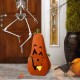 Glitzhome 23.62"H Halloween Metal Jack-O-Lantern with LED Pillar