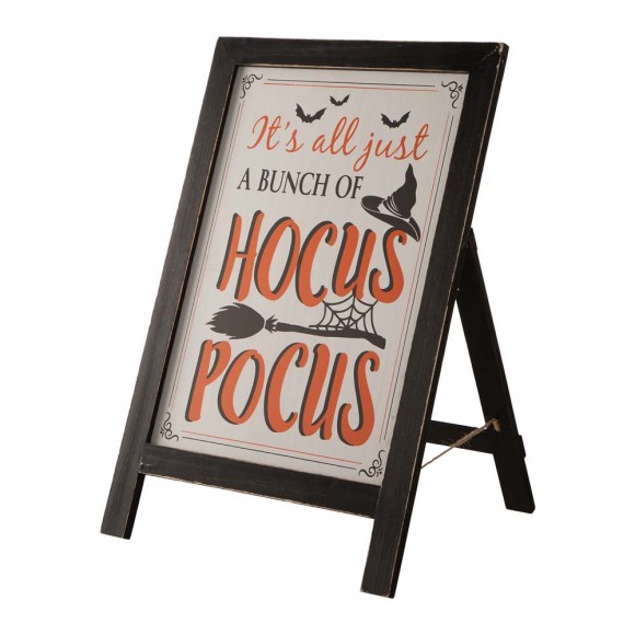 Glitzhome 24"H Halloween Wooden Sanding Easel Sign Decor or Hanging Decor (Two Function)