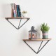 Glitzhome Farmhouse Metal/Wooden Half-round Shaped Wall Shelves, Set of 2