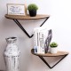 Glitzhome Farmhouse Metal/Wooden Half-round Shaped Wall Shelves, Set of 2