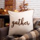 Glitzhome 24"L*24"W Velvet Pillow Cover With “gather” Word