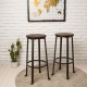 Glitzhome S/2 29.92"H Rustic Steel Pub Bar Stools with Elm Wood Top