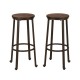 Glitzhome S/2 29.92"H Rustic Steel Pub Bar Stools with Elm Wood Top