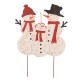 Glitzhome 29.92"H Rusty Metal Snowman Family Yard Stake or Standing Décor or Wall Décor 