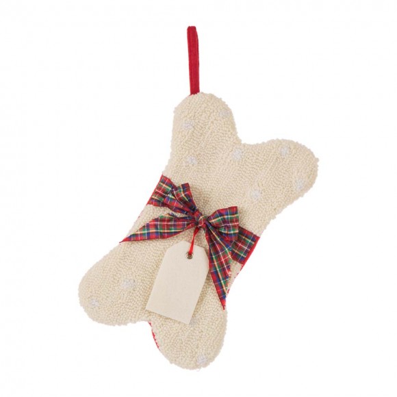 Glitzhome 12.50"L Bone Shape Hooked Christmas Stocking