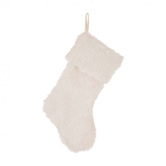 Glitzhome 21"L White Plush Christmas Stocking