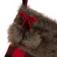 Glitzhome 21"L Fur Black/Red Buffalo Plaid Stocking