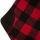 Glitzhome 21"L Fur Black/Red Buffalo Plaid Stocking