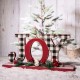 Glitzhome 11.42"L Christmas Wooden Plaid "JOY" Table Decor