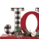 Glitzhome 11.42"L Christmas Wooden Plaid "JOY" Table Decor