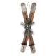 Glitzhome 35"H Christmas Wooden/Galvanized Ski Décor