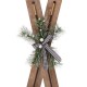 Glitzhome 35"H Christmas Wooden/Galvanized Ski Décor