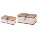 Glitzhome S/2 Enameled Metal/Wooden Storage Chests