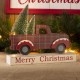 Glitzhome 12.81"L Wooden/Metal Red Truck Table Decor