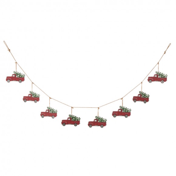 Glitzhome 72"L Metal Red Truck Garland