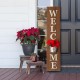 Glitzhome 42"H Wooden "WELCOME" Porch Sign with Metal Planter