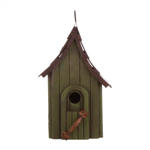 Glitzhome 11.61"H Distressed Wooden Birdhouse