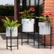 Glitzhome Set of 3 Washed White Metal Plant Stands