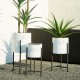 Glitzhome Set of 3 Washed White Metal Plant Stands