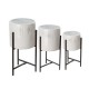 Glitzhome Set of 3 Washed White Metal Plant Stands